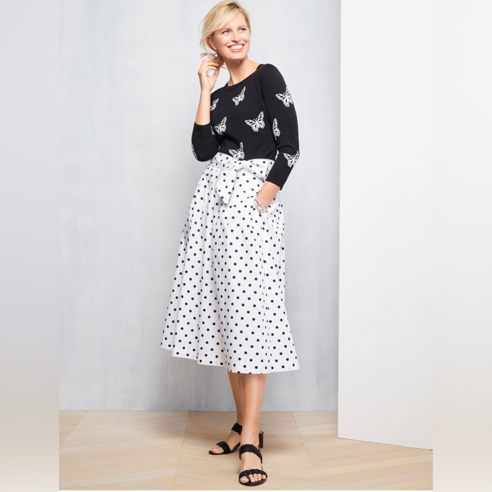 NWOT Talbots Pleated Poplin Fit and Flare Skirt Size 2